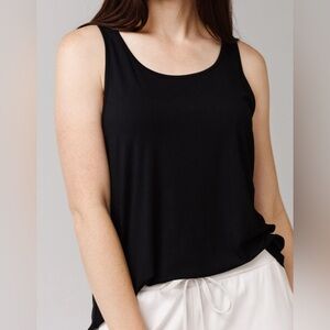 Cozy Earth Bamboo Stretch-Knit Lounge Tank | Medium M Black